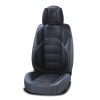  Univerzális autósüléshuzat-szett, első-hátsó, fekete és sötétszürke eco-bőr