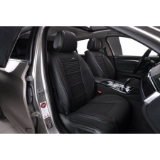  Univerzális autósüléshuzat-szett, fekete ecobőr és fekete textil, elöl-hátul gyerekülés huzat, betét