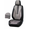  Univerzális autósüléshuzat-szett, fekete ecobőr szürke textillel, elöl-hátul