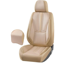  Univerzális autósüléshuzat-szett, krémszínű ecobőr krémszínű szövettel, elöl-hátul gyerekülés huzat, betét