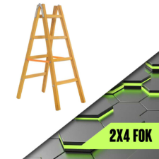 Univerzális háztartási fa létra fém erősítésekkel, 2x4 fokos, 130 cm létra és állvány