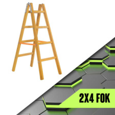  Univerzális háztartási fa létra fém erősítésekkel, 2x4 fokos, 130 cm létra és állvány