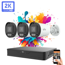 UNIVIEW 3 kamerás IP kamera rendszer 4MP színes éjszakai látással megfigyelő kamera