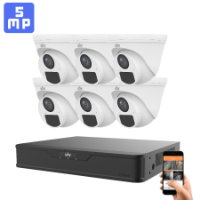 UNIVIEW 6 dome biztonsági kamerás 5MP kamerarendszer beépített mikrofonnal (Uniview-T115-AF28-6) megfigyelő kamera