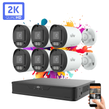 UNIVIEW 6 kamerás IP kamera rendszer 4MP színes éjszakai látással megfigyelő kamera