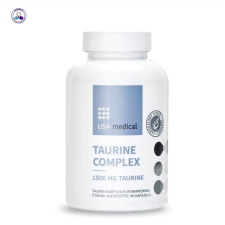USA Medical Taurin komplex kapszula – 1500 mg taurin vitaminokkal | 90 db vitamin és táplálékkiegészítő