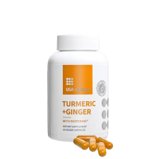 USA Medical Turmeric+Ginger - Kurkuma Kapszula Gyömbérrel és BioPerine® Feketeborssal (60 Kapszula) vitamin és táplálékkiegészítő