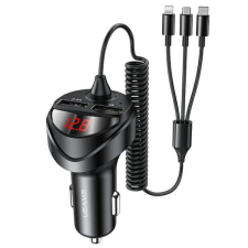 USAMS autós töltő 2xUSB+ kable 3 az 1-ben C22 (lightning+microUSB+USB-C) fekete CC119TC01 (US-CC119) mobiltelefon kellék
