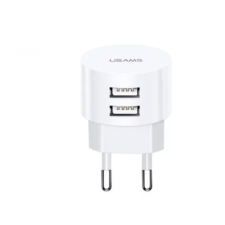 USAMS CC80TC01 2.1A dupla USB-s hálózati töltő fehér (CC80TC01) mobiltelefon kellék