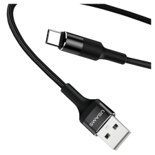 Usams Fonott Kábel U5 2A Usb-C Fekete 1,2M Okostelefonhoz kábel és adapter