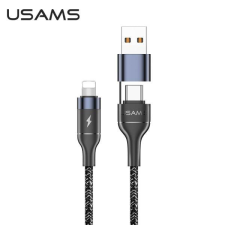 USAMS kábel fonott U31 USB-C/USB lightning 30W PD gyorstöltés fekete SJ404USB01 (US-SJ404) kábel és adapter