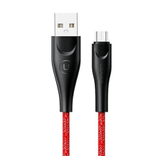 USAMS kábel fonott U41 microUSB 2m 2A piros SJ396USB02 (US-SJ396) gyorstöltés mobiltelefon kellék