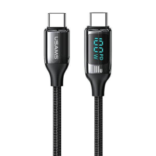USAMS kábel fonott U78 USB-C - USB-C LED 2m 100W gyorstöltés fekete SJ558USB01 (US-SJ558) kábel és adapter