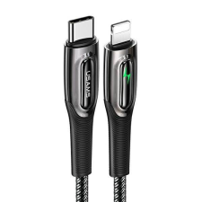USAMS kábel fonott USB-C - Lightning Smart Power-off 20W PD kábel 1.2m fekete SJ518USB01 (US-SJ518) mobiltelefon kellék