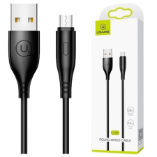 Usams Micro Usb Kábel 2A Gyors Töltés 1M Telefonhoz Fekete Fekete kábel és adapter
