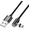 USAMS SJ444USB01 jobb oldalas mágneses Lightning töltőkábel100cm fekete (1337678) (SJ444USB01)