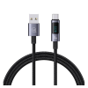 USAMS SUFENG adatkábel (USB - Type-C, 66W, gyorstöltő, 120cm, LED kijelző) SÖTÉTSZÜRKE