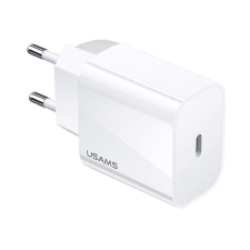 USAMS T34 hálózati töltő USB-C aljzat (5V/3A, 20W, PD gyorstöltő) fehér (CC118_W) (CC118_W) mobiltelefon kellék