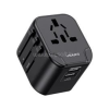 USAMS T55 utazó töltő 2 USB aljzat (12W, EU, UK, US, AU) FEKETE (CC173TC01)