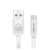 USAMS U2 adatkábel és töltő (USB - Type-C, gyorstöltés támogatás, 120cm, lapos kábel) FEHÉR (SJ200_W)