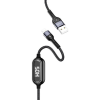 USAMS U48 adatkábel (USB - lightning, 2A, gyorstöltő, 120cm, törésgátló, LED kijelző) FEKETE Apple iPhone 14 Plus / iPhone 14 Pro / iPhone 14 (SJ423USB01) (63800-uniw)
