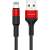 USAMS U5 adatkábel (USB - lightning, 2A, gyorstöltő, 120cm, cipőfűző) PIROS Apple iPhone 14 Plus / iPhone 14 Pro / iPhone 14 (SJ220IP02) (SJ220IP02)