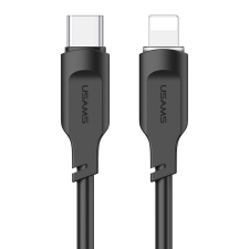 USAMS US-SJ566 20W USB Type-C - 8 tűs kábel 1.2m LED, fekete kábel és adapter