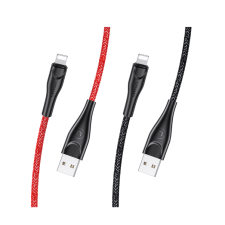 USAMS USB apa - USB-C apa Töltő és adat kábel - Piros kábel és adapter
