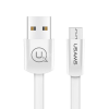 USAMS USB töltő- és adatkábel, microUSB, 120 cm, 2000 mA, lapos, USAMS U2, SJ201MIC02, fehér