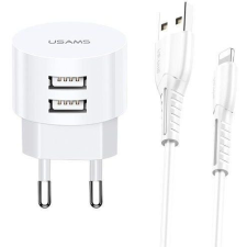 USAMS XTXLOGT1804 Dual USB Wall Charger + Lightning Cable 1m White mobiltelefon kellék