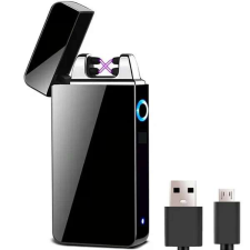 USB töltésű kompakt plazma öngyújtó, fekete konyhai eszköz