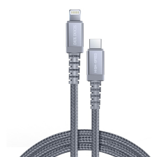  USB Type-C töltő- és adatkábel, Lightning, 100 cm, 3000 mA, törésgátlóval, MFI engedélyes, gyorstöltés, PD, Dux Ducis X2, szürke (RS91411) kábel és adapter