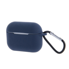 utángyártott Apple Airpods 4 szilikon tok akasztóval, Dark Blue, sötétkék fülhallgató, fejhallgató tok