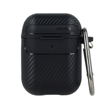 utángyártott Carbon Airpods 4 ANC tok, fekete fülhallgató, fejhallgató tok