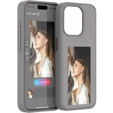 utángyártott E-Ink okos telefontok, programozható NFC kijelzővel iPhone 14 Pro, ezüst tok és táska