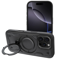 utángyártott Frost Armor Apple iPhone 17 Pro starabíró tok kitámasztóható gyűrűvel, fekete tok és táska
