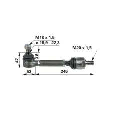 utángyártott Nyomtávrúd komplett Steyr 48084980 - M18 x 1,5, hossz 300 mm autóalkatrész