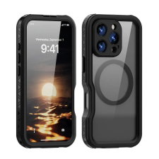 utángyártott Shellbox Apple iPhone 16 Pro MagSafe vízálló tok, fekete, mintás tok és táska