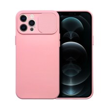 utángyártott Slide Apple iPhone 12 Pro, kameravédős szilikon tok, rózsaszín tok és táska