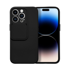 utángyártott Slide Apple iPhone 13 Pro, kameravédős szilikon tok, fekete tok és táska