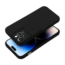 utángyártott Slide Apple iPhone 15 Pro Max kameravédős szilikon tok, fekete tok és táska