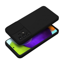 utángyártott Slide Samsung A55 5G, kameravédős szilikon tok, fekete tok és táska