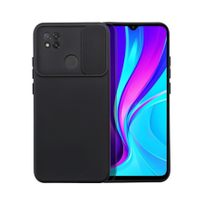 utángyártott Slide Xiaomi Redmi 9C, kameravédős szilikon tok, fekete tok és táska
