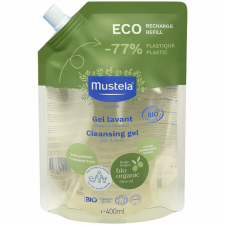 Utántöltő tisztító gél, Mustela, BIO minősítésű, 400 ml babafürdető, babasampon