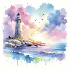 Utazás Világítótorony Watercolour szalvéta 20 db-os 33x33 cm party kellék