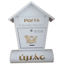Utcai postaláda újságtartóval – fehér postaláda