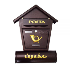 Utcai postaláda újságtartóval – sötétbarna postaláda