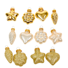  Üveg forma akasztós gyöngy-arany 4cm 12db-os csomag dekorációs kellék