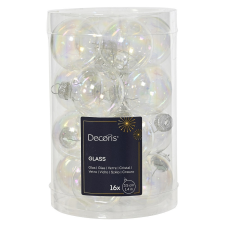  Üveg gömb akasztós transzparens irizidáló 3,5cm 16db-os karácsonyfadísz
