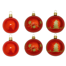  Üveg gömb szett piros 6 db 4 cm karácsonyfadísz